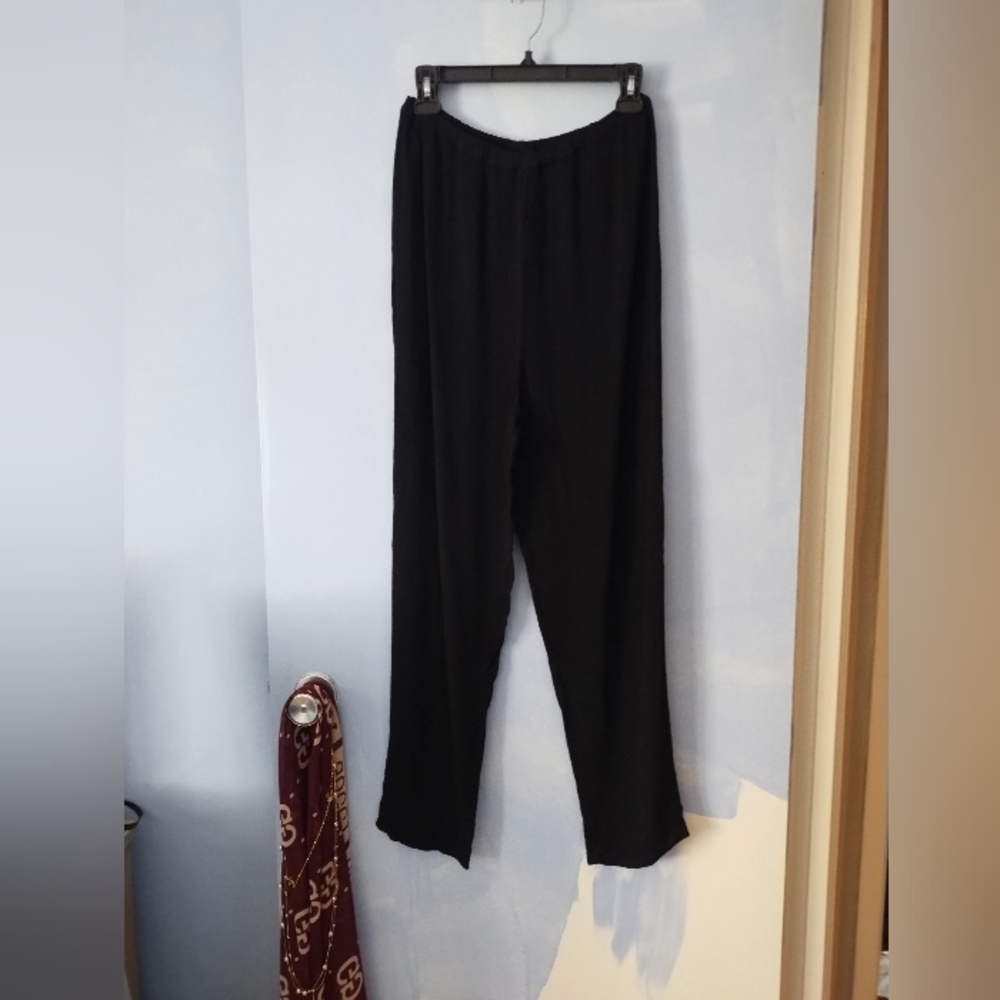 Vintage Ghost Black Crinkle Crepe Pull On Pants M